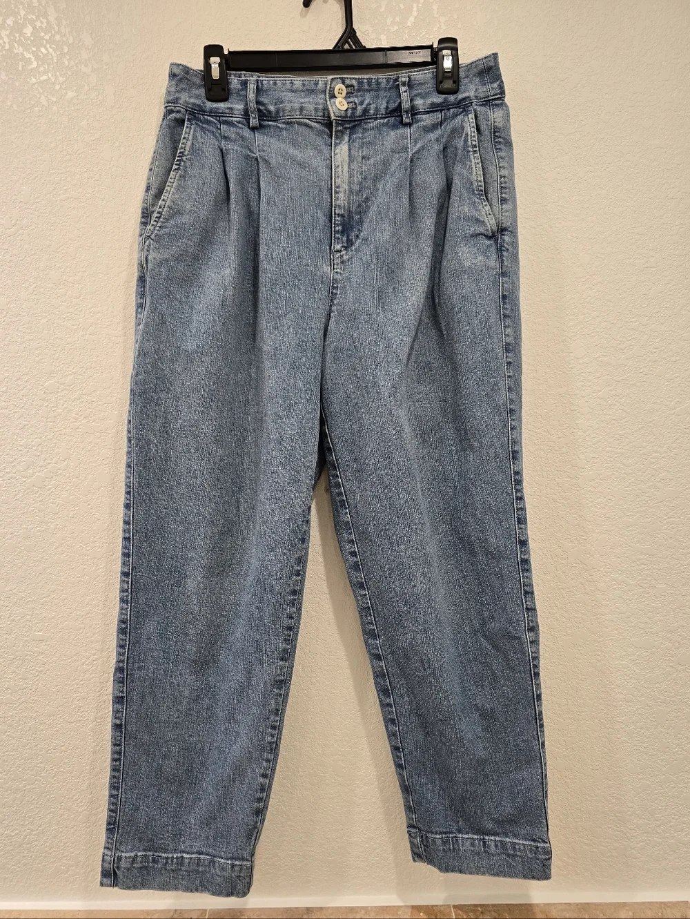 Madewell Pleated Taper Wide-Leg Jeans Nichols Wash 6 - Picture 4 of 12